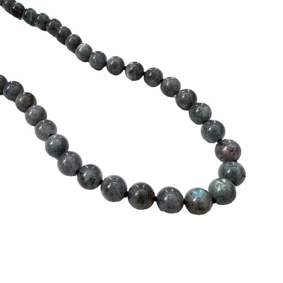 Genuine Labradorite Gemstone Bead Silk Knot Necklace NEW - Picture 4 of 10